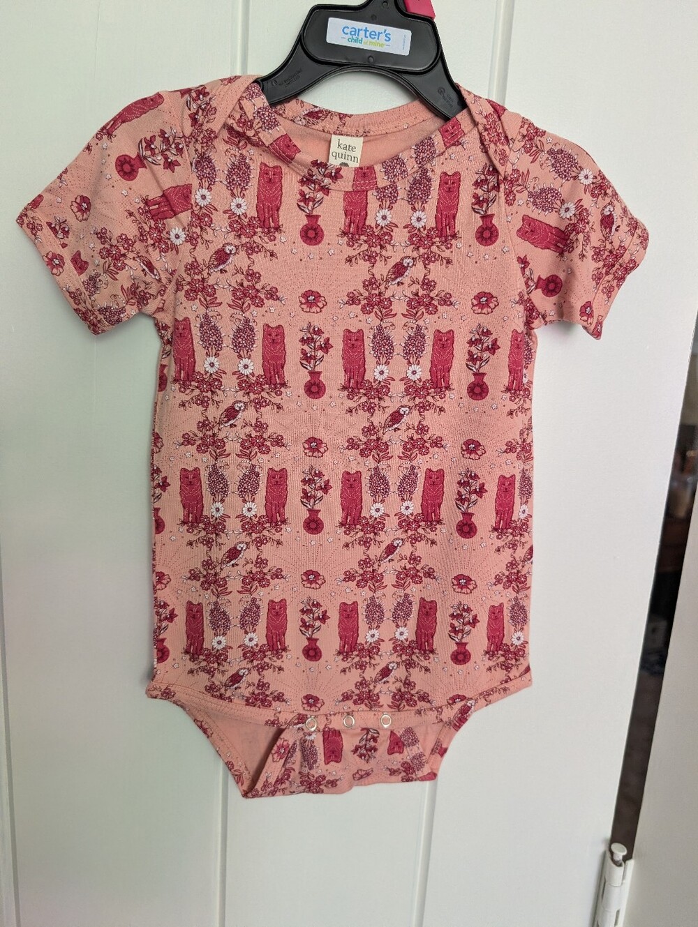 NWT Kate Quinn 18-24 Month Pink Wolf Owl Floral Print Onesie